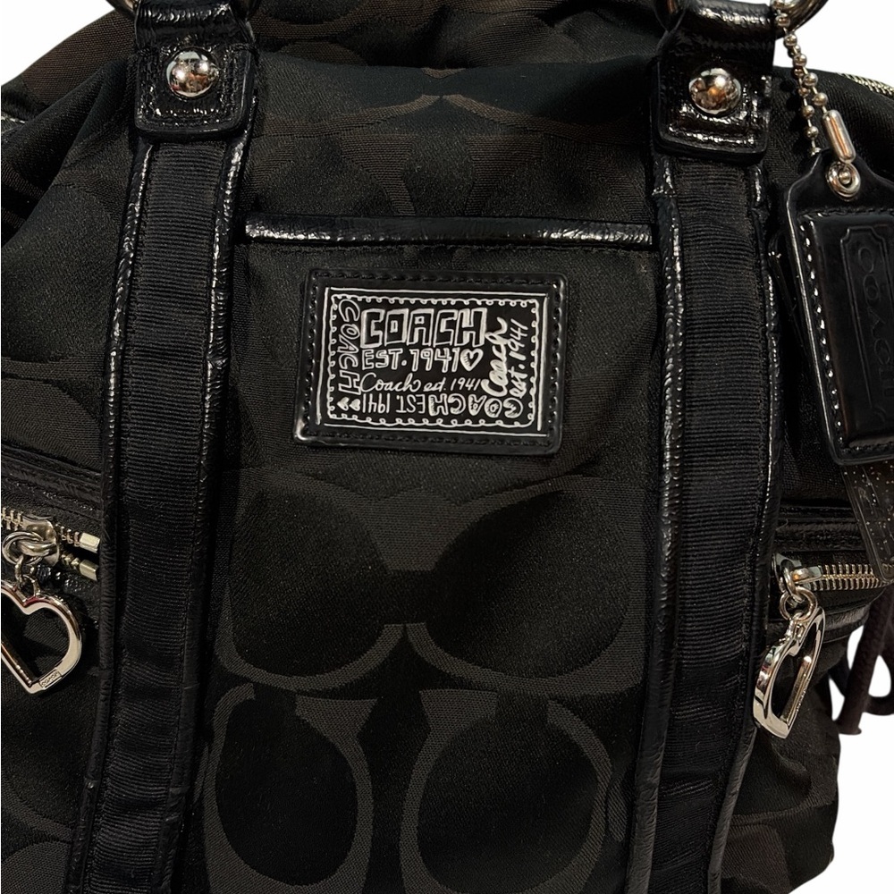 Coach Poppy Black Signature Logo Design Shoulder/Hand Bag - Picture 2 of 5